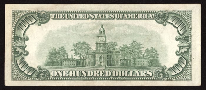 1934A $100 Federal Reserve Note REVERSE Image