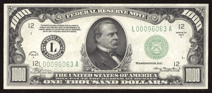 1934A $1000 Federal Reserve Note OBVERSE Image