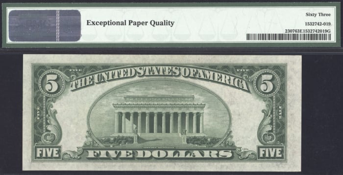 1934A $5 North Africa Silver Certificate REVERSE Image