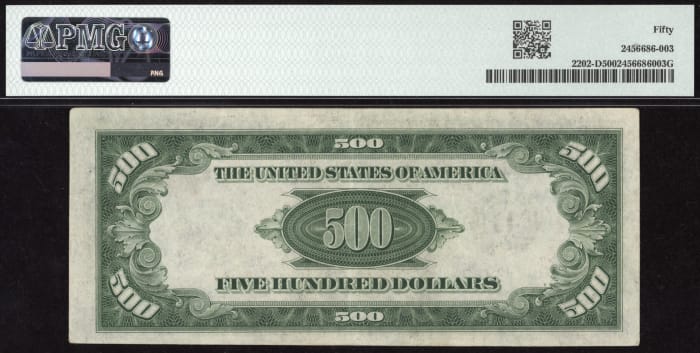 1934A $500 Federal Reserve Note REVERSE Image