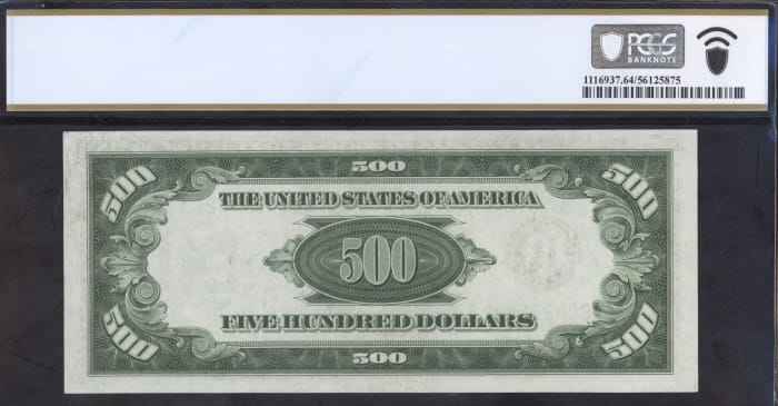 1934A $500 Federal Reserve Note Reverse Image