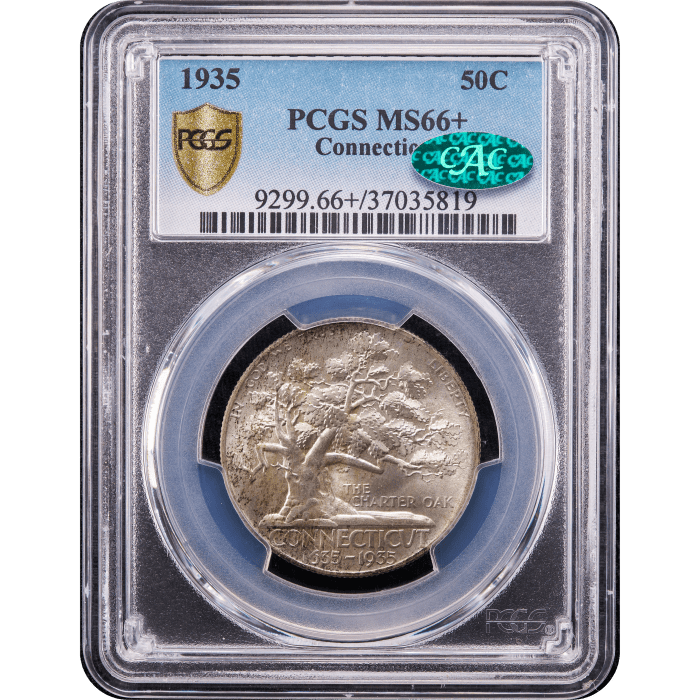 1935 Connecticut Commemorative Half Dollar (50c) Obverse Slab Image
