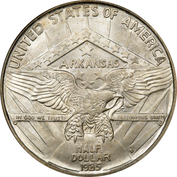 1935-D Arkansas Commemorative Half Dollar (50c) OGH Reverse Image