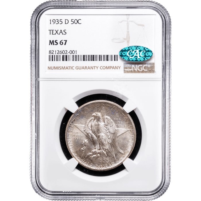 1935-D Texas Commemorative Half Dollar (50c) Obverse Slab Image