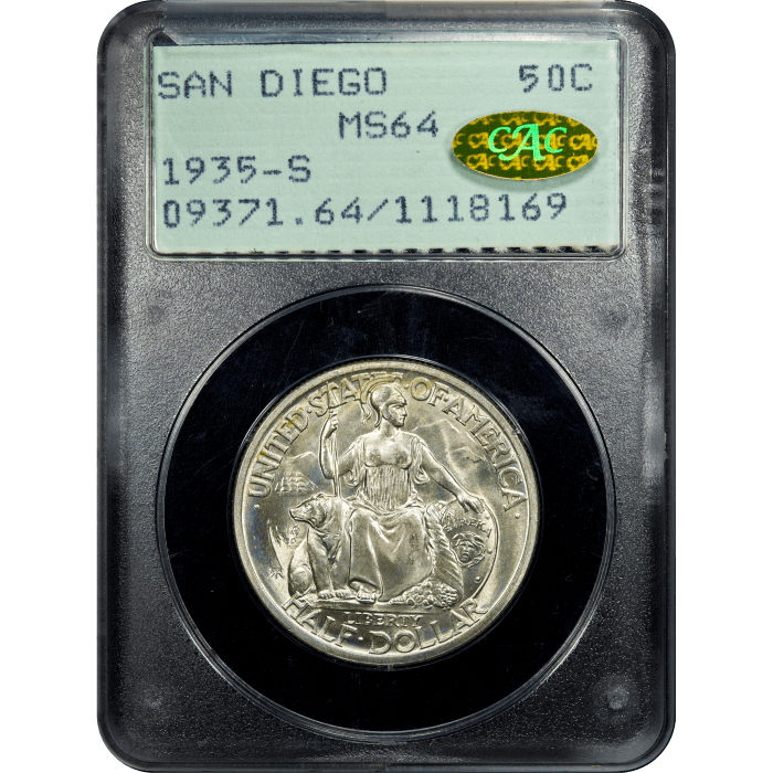 1935-S San Diego Commemorative Half Dollar (50c) Rattler Obverse Slab Image