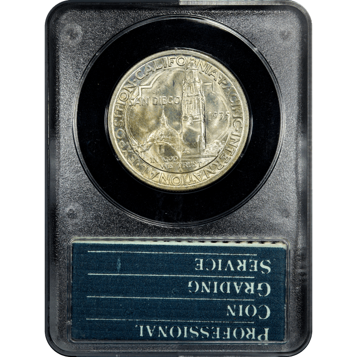 1935-S San Diego Commemorative Half Dollar (50c) Rattler Reverse Slab Image