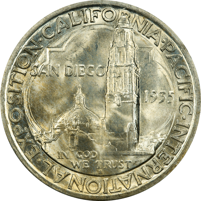 1935-S San Diego Commemorative Half Dollar (50c) Rattler Reverse Image