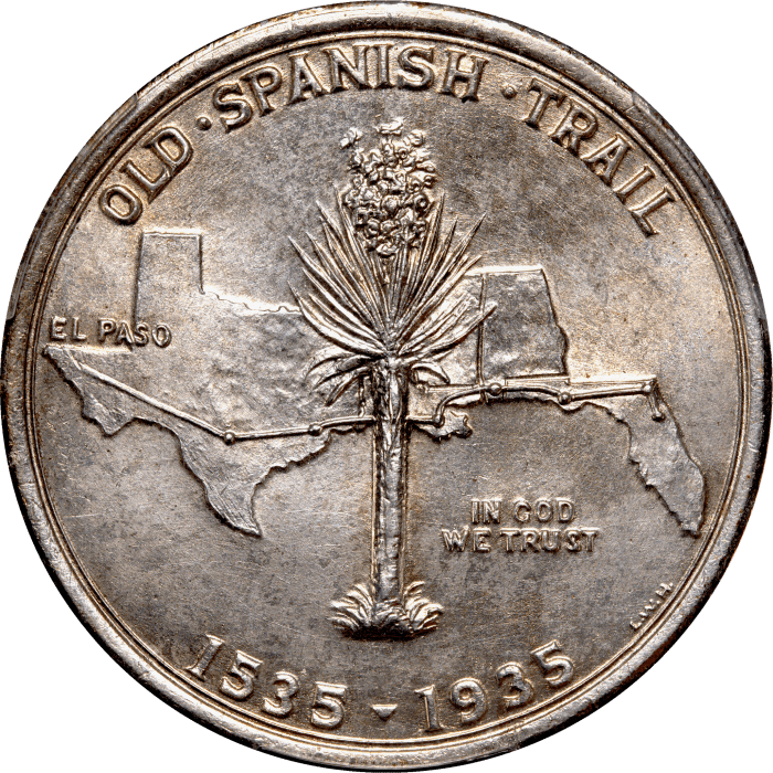 1935 Spanish Trail Commemorative Half Dollar (50c) REVERSE Image