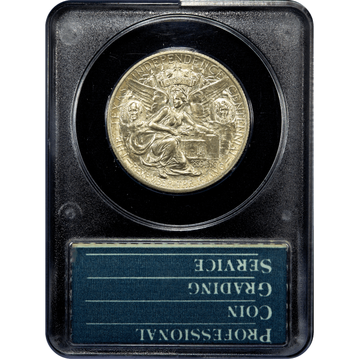1935 Texas Commem Half Dollar (50c) Rattler SLAB Image