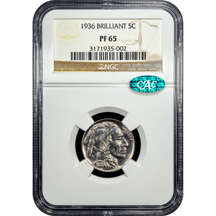 1936 Buffalo Nickel (5c) SLAB Image