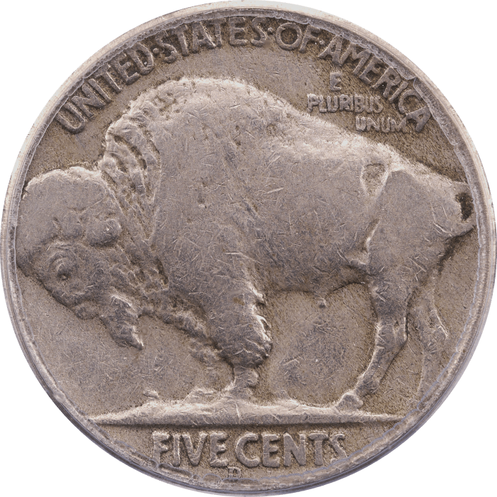1936-D 3 1/2 Legs Buffalo Nickel (5c) Reverse Image