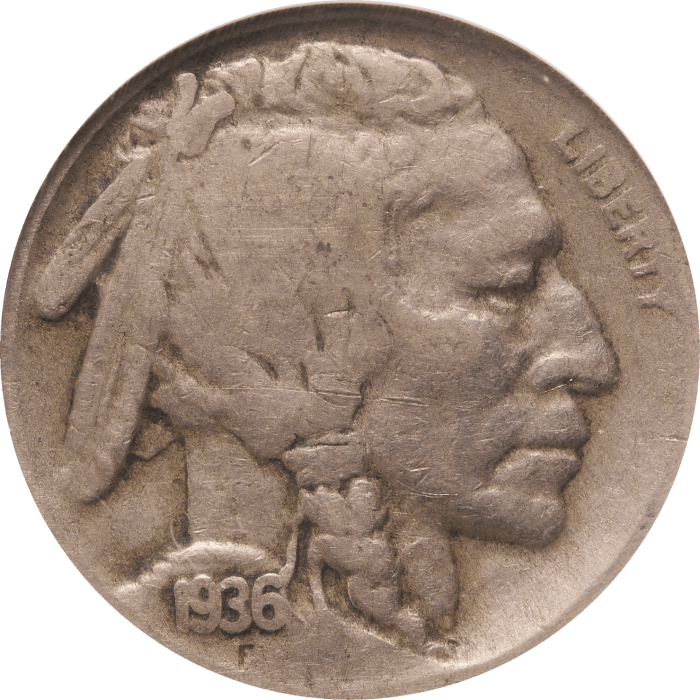 1936-D Buffalo Nickel (5c) 3 1/2 Legs OBVERSE Image
