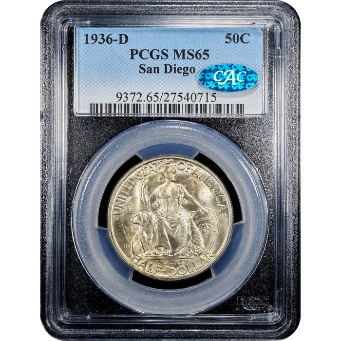 1936-D San Diego Commem Half Dollar (50c) SLAB Image