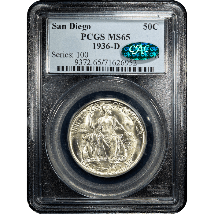 1936-D San Diego Commem Half Dollar (50c) SLAB Image