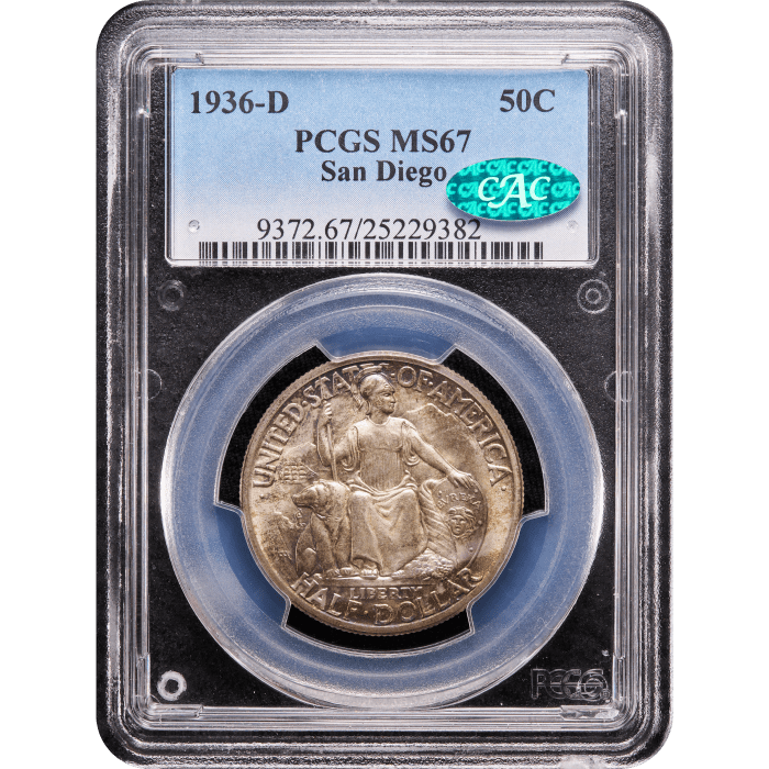 1936-D San Diego Commemorative Half Dollar (50c) Obverse Slab Image
