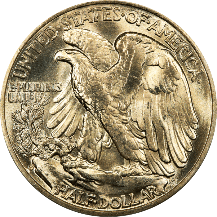 1936-D Walking Liberty Half Dollar (50c) OGH REVERSE Image