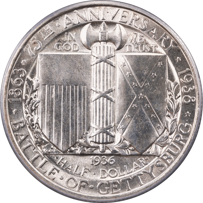 1936 Gettysburg Commemorative Half (50c) Reverse Image
