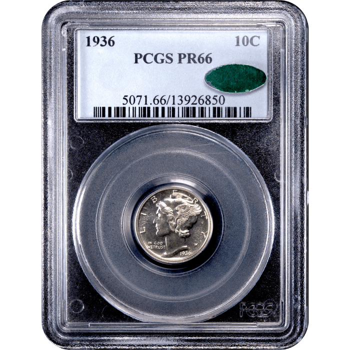 1936 Mercury Dime (10c) Obverse Slab Image