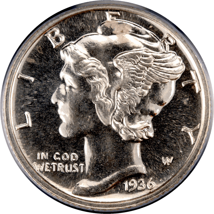 1936 Mercury Dime (10c) Obverse Image