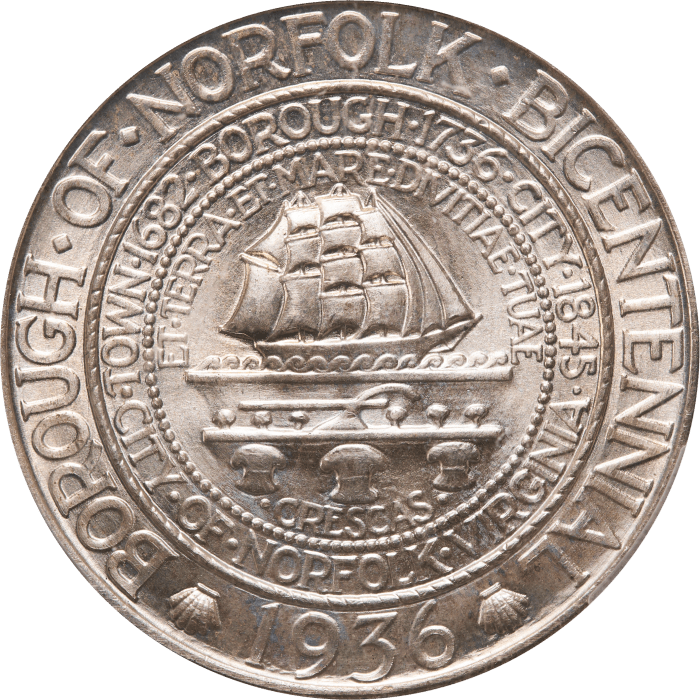1936 Norfolk Commemorative Half Dollar (50c) Obverse Image