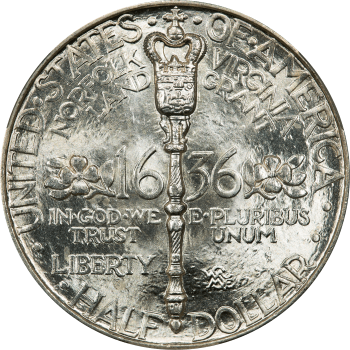 1936 Norfolk Commemorative Half Dollar (50c) REVERSE Image