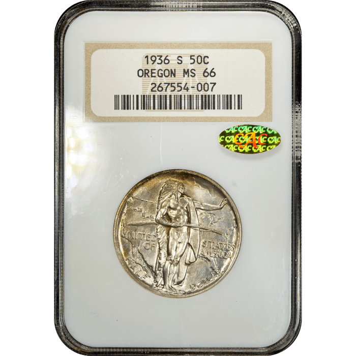 1936-S Oregon Commemorative Half Dollar (50c) Obverse Slab Image