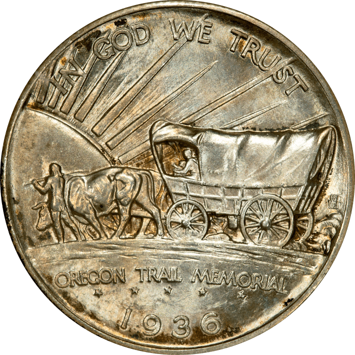 1936-S Oregon Commemorative Half Dollar (50c) Reverse Image