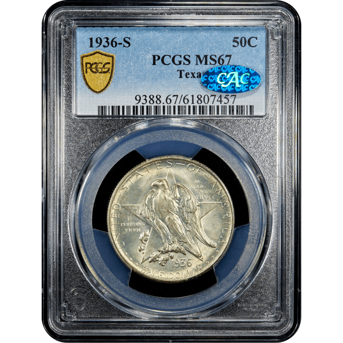 1936-S Texas Commem Half Dollar (50c) SLAB Image