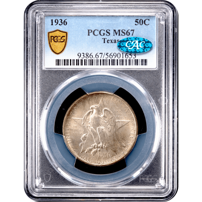1936 Texas Commemorative Half Dollar (50c) Obverse Slab Image