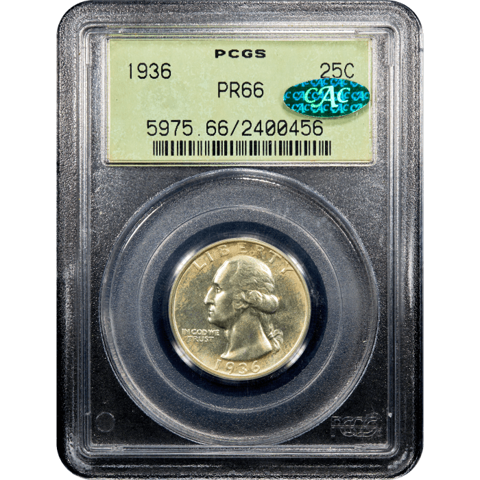 1936 Washington Quarter (25c) OGH Obverse Slab Image