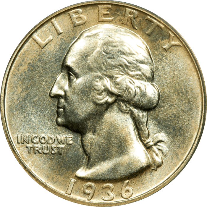 1936 Washington Quarter (25c) OGH Obverse Image