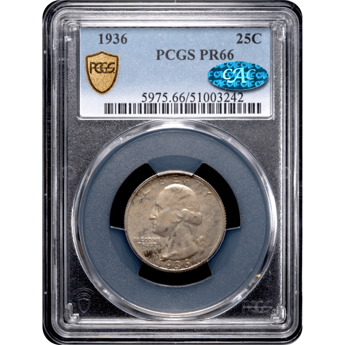 1936 Washington Quarter (25c) Obverse Slab Image