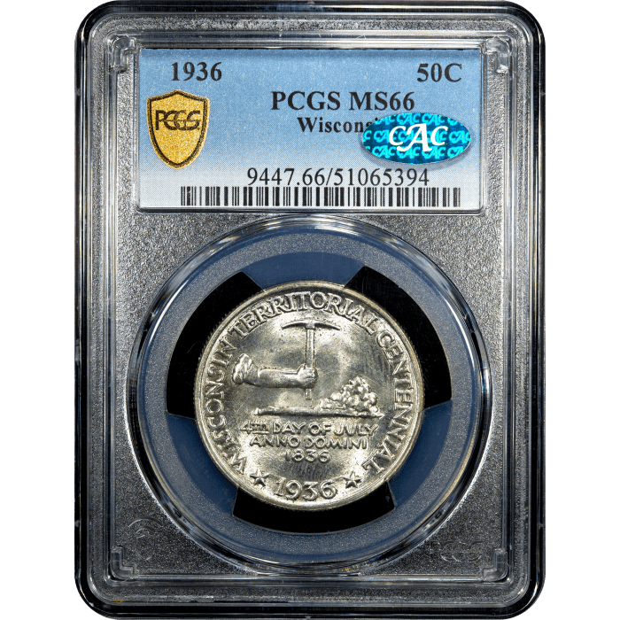 1936 Wisconsin Commem Half Dollar (50c) SLAB Image