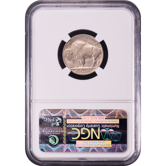 1937-D 3 Legs Buffalo Nickel (5c) Reverse Slab Image