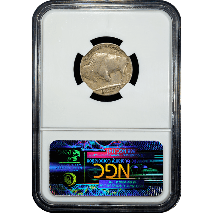 1937-D 3 Legs Buffalo Nickel (5c) Reverse Slab Image