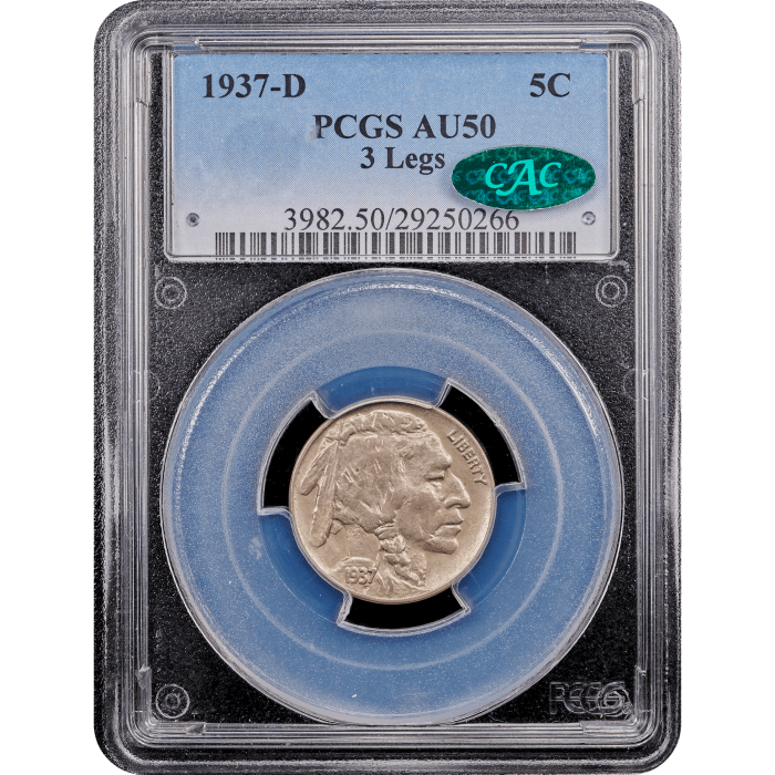 1937-D 3 Legs Buffalo Nickel (5c) Obverse Slab Image