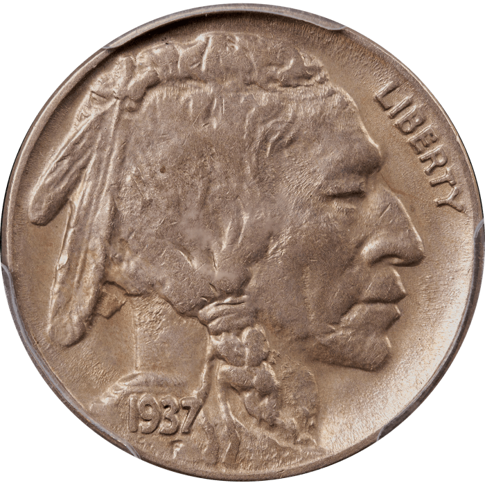 1937-D 3 Legs Buffalo Nickel (5c) Obverse Image