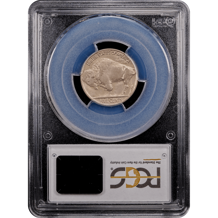 1937-D 3 Legs Buffalo Nickel (5c) Reverse Slab Image