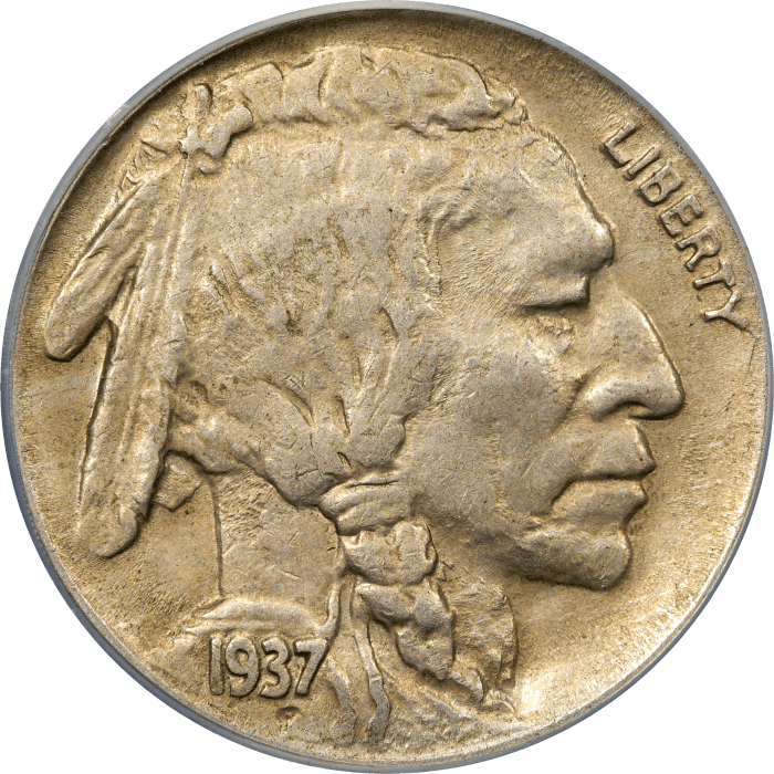1937-D 3 Legs Buffalo Nickel (5c) Obverse Image