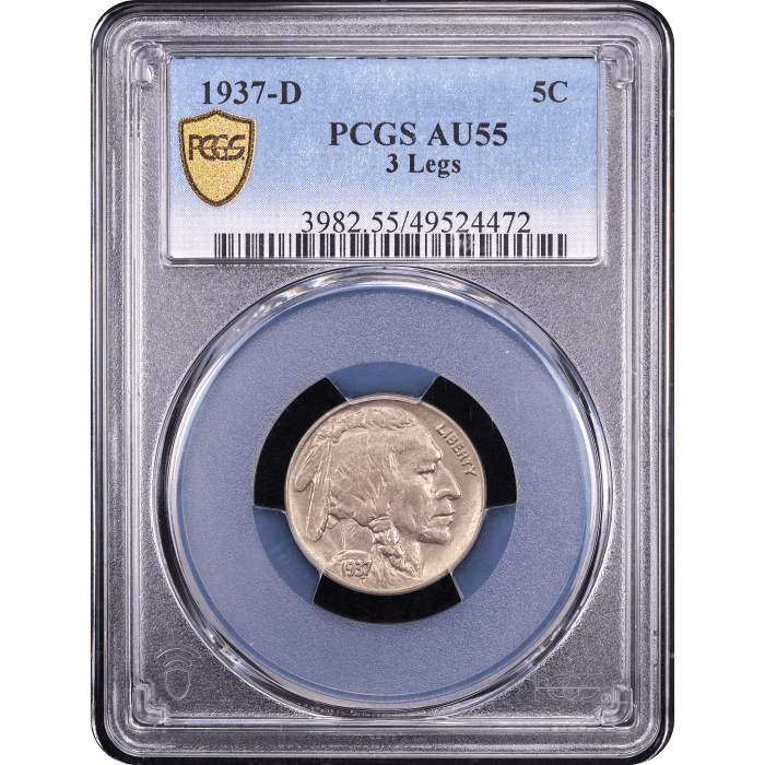 1937-D 3 Legs Buffalo Nickel (5c) Obverse Slab Image