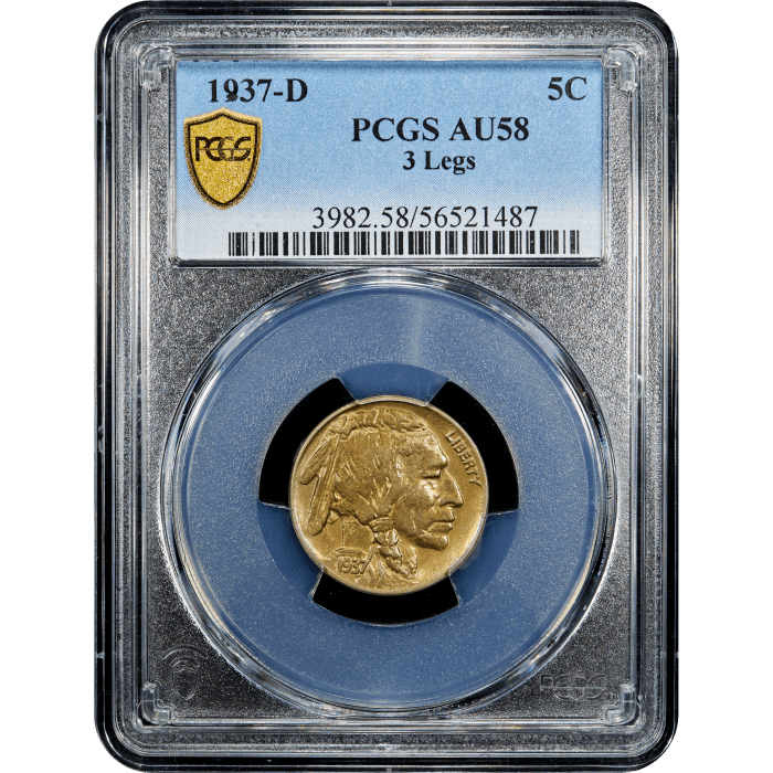 1937-D 3 Legs Buffalo Nickel (5c) SLAB Image