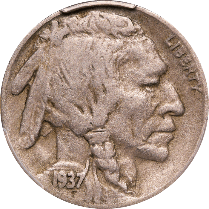 1937-D 3 Legs Buffalo Nickel (5c) Obverse Image