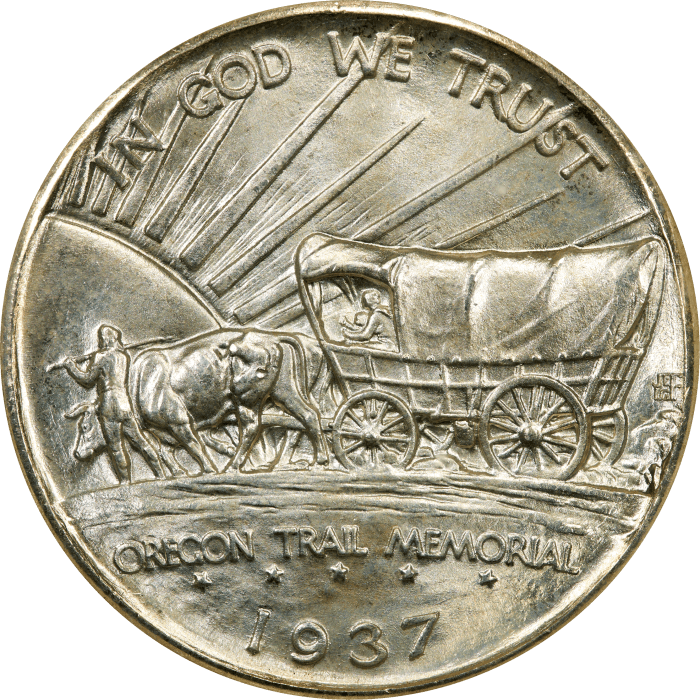 1937-D Oregon Commemorative Half Dollar (50c) Reverse Image
