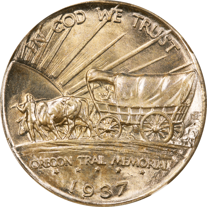 1937-D Oregon Commemorative Half Dollar (50c) Reverse Image