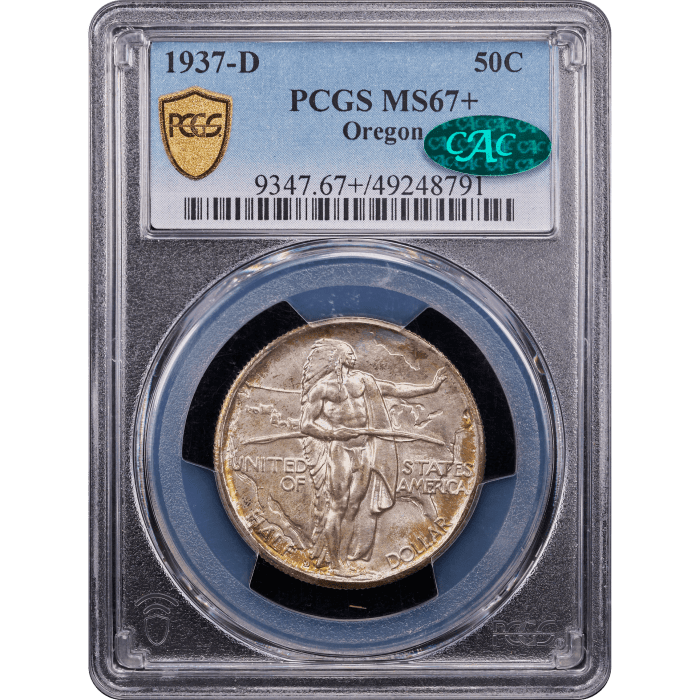1937-D Oregon Commemorative Half Dollar (50c) Obverse Slab Image