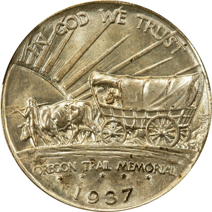 1937-D Oregon Commemorative Half Dollar (50c) Reverse Image