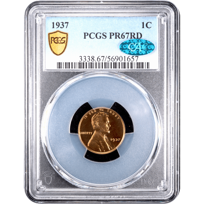 1937 Lincoln Cent (1c) Obverse Slab Image