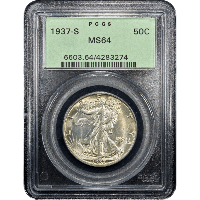 1937-S Walking Liberty Half Dollar (50c) OGH Obverse Slab Image