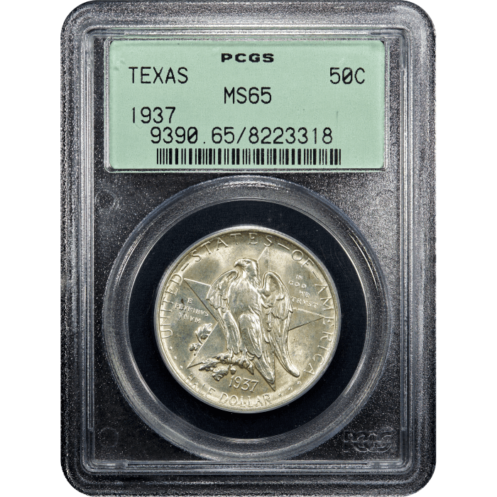 1937 Texas Commemorative Half Dollar (50c) OGH Obverse Slab Image
