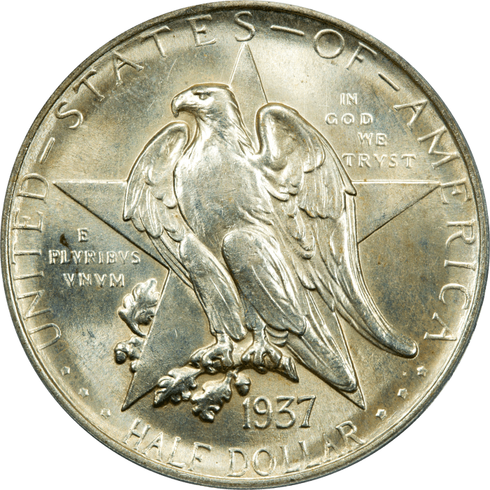 1937 Texas Commemorative Half Dollar (50c) OGH Obverse Image